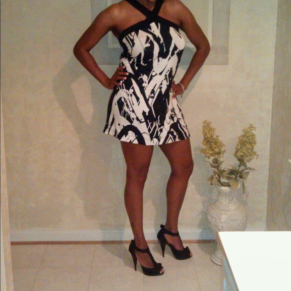Black and white mini dress